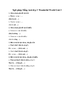 Ngữ pháp Tiếng Anh lớp 3 Wonderful World Unit 3 Animals