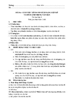 Giáo án Tin học 8 Bài 8a: Làm việc với danh sách dạng liệt kê và hình ảnh trong văn bản | Kết nối tri thức