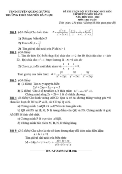 Đề học sinh giỏi Toán 8 năm 2022 – 2023 trường THCS Nguyễn Bá Ngọc – Thanh Hoá