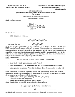 Đề Toán tuyển sinh lớp 10 năm 2019 trường chuyên ĐHSP Hà Nội (Đề chung)