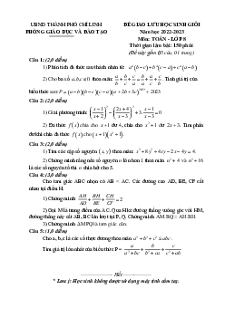 Đề giao lưu HSG Toán 8 năm 2022 – 2023 phòng GD&ĐT Chí Linh – Hải Dương