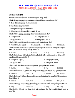 Đề cương ôn tập kiểm tra học kỳ I môn hóa 9 năm 2022-2023
