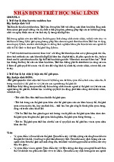 NHẬN ĐỊNH TRIẾT HỌC MÁC - LÊNIN CHƯƠNG 1: CÁC QUAN ĐIỂM CƠ BẢN | Môn Triết học Mac - Lenin - Học viện Hành chính Quốc gia