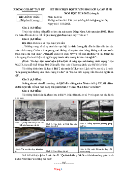 Đề thi HSG Lịch Sử 9 của PGD&ĐT Tân Kỳ năm học 2021-2022 (vòng 1, có đáp án)