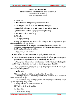 Giáo án Ôn tập chương 9 | Khoa Học Tự Nhiên 7 Kết nối tri thức