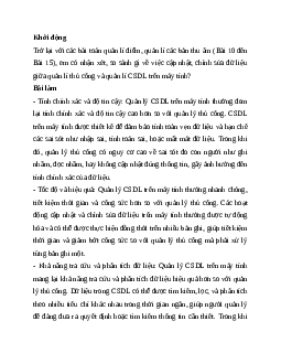 Giải bài 17: Quản trị cơ sở dữ liệu trên máy tính | Tin học 11 Kết nối tri thức