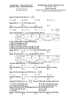 Đề KSCL đầu năm Toán 12 năm học 2017 – 2018 trường THCS – THPT Khai Minh – TP. HCM