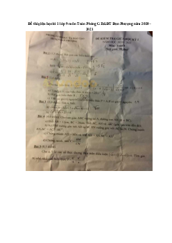 Đề thi giữa học kì 1 lớp 9 môn Toán Phòng GD&ĐT Đan Phượng năm 2020 - 2021