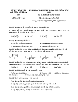 Đề thi thử THPT Quốc gia môn Vật Lí chuẩn cấu trúc đề minh họa 2020 - 2021 - Đề 9 (có lời giải chi tiết)