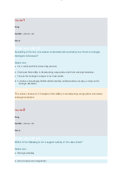 Bài tập trắc nghiệm (quiz - elearning) môn Quản trị chiến lược có đáp án