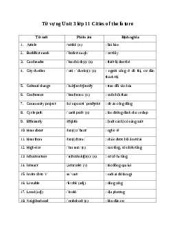 Từ vựng Unit 3: Cities of the future | Tiếng anh 11 Global Success