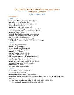 Đề cương ôn tập học kì 1 môn tiếng Anh 8 năm 2023 - 2024 Smart World