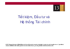 Silde bài giảng chương 13: Tiết kiệm, Đầu tư và Hệ thống Tài chính | Môn kinh tế vi mô