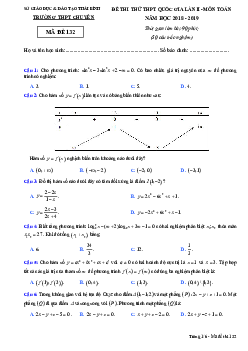 Đề thi thử Toán THPT Quốc gia 2019 trường THPT chuyên Thái Bình lần 2