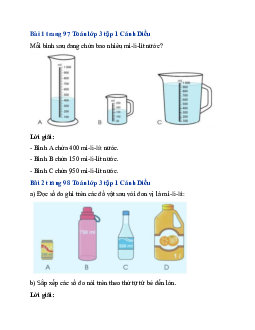 Giải SGK Toán lớp 3 trang 97, 98 Mi-li-lít | Cánh Diều