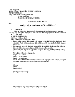 Báo cáo thực tập Hóa Hữu Cơ | Đại học Bách Khoa Hà Nội