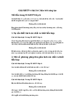 Giải Khoa học tự nhiên 6 bài 16 Một số phương pháp tách chất ra khỏi hỗn hợp | Chân trời sáng tạo