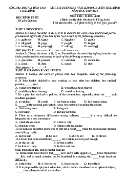 Đề thi tuyển sinh vào lớp 10 chuyên Thái Bình năm học 2019-2020 môn thi Tiếng Anh