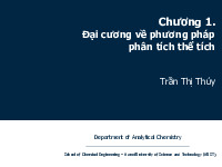 Chương 1: Đại cương về phương pháp phân tích thể tích | Bài giảng môn Hóa phân tích | Đại học Bách khoa hà nội