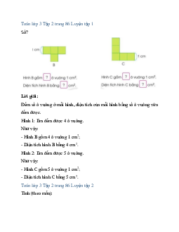 Giải SGK Toán lớp 3 trang 85, 86, 87 Đơn vị đo diện tích. Xăng-ti-mét vuông | Cánh diều