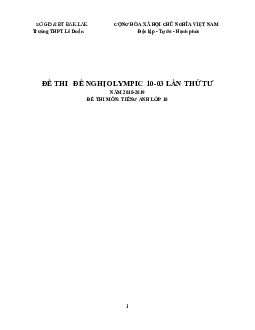 Đề thi Olympic 10 tháng 3 lần thứ 3 môn Tiếng Anh năm 2019 môn Tiếng Anh 10 THPT Lê Duẩn