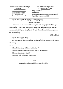 Đề thi học kì 2 môn Tiếng Việt 2 năm 2022 - 2023 sách Kết nối tri thức với cuộc sống | đề 5