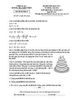 Đề tham khảo học kì 1 Toán 8 năm 2022 – 2023 trường THCS Kiến Thiết – TP HCM