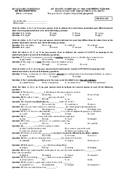 Đề thi tốt nghiệp THPT 2020 Tiếng Anh đợt 2 có đáp án và lời giải