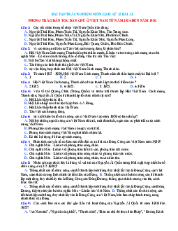 Trắc nghiệm Sử 12 bài 13 có đáp án: Phong trào dân tộc dân chủ ở Việt Nam từ năm 1925 đến năm 1930