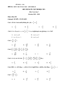 Đề cương ôn tập học kỳ 1 Toán 7 năm 2021 – 2022 trường chuyên Hà Nội – Amsterdam