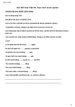 Vở bài tập Toán lớp 4 Bài 59: Thực hành và trải nghiệm Chân trời sáng tạo