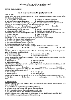 Đề cương ôn tập giữa học kì 2 môn Lịch sử 11 sách Chân trời sáng tạo