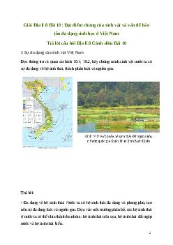 Giải Địa lí 8 Bài 10: Đặc điểm chung của sinh vật và vấn để bảo tồn đa dạng sinh học ở Việt Nam | Cánh diều