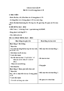 Giáo án Toán 1 - Tuần 19  | sách Vì sự bình đẳng và dân chủ trong giáo dục