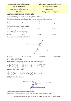 Tuyển tập 30 đề kiểm tra KSCL giữa học kỳ 1 môn Toán 7