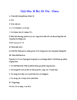 Giải Hóa 10 bài 29: Oxi - Ozon