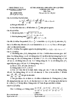 Đề học sinh giỏi cấp tỉnh Toán 9 năm 2022 – 2023 sở GD&ĐT Hà Nam