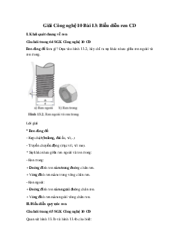 Giải Công nghệ 10 Bài 13: Biểu diễn ren CD