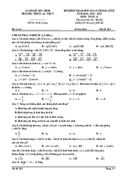 Đề cuối học kỳ 2 Toán 11 năm 2022 – 2023 trường THPT Lạc Thủy – Hòa Bình