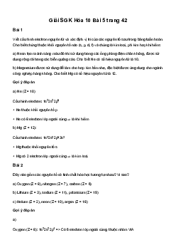 Hóa học 10 Bài 5: Cấu tạo bảng tuần hoàn các nguyên tố hóa học sách Chân Trời Sáng Tạo