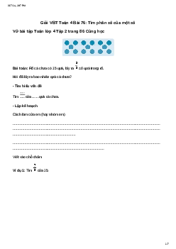 Vở bài tập Toán lớp 4 Bài 76: Tìm phân số của một số Chân trời sáng tạo