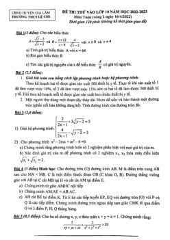 Đề thi thử vào lớp 10 môn Toán năm 2022 – 2023 trường THCS Lệ Chi – Hà Nội