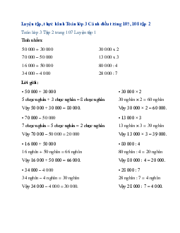 Giải SGK Toán lớp 3 trang 107, 108 Ôn tập về số và phép tính trong phạm vi 100 000 (Tiếp theo) | Cánh diều