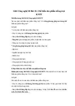 Giải Công nghệ 10 Bài 21: Chế biến sản phẩm trồng trọt KNTT