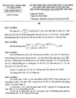 Đề học sinh giỏi Toán 12 cấp tỉnh năm 2022 – 2023 sở GDKHCN Bạc Liêu