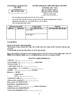 Đề Thi Chọn Học Sinh Giỏi Lớp 11 THPT Tỉnh Hà Tĩnh Năm Học 2012-2013 (có đáp án)