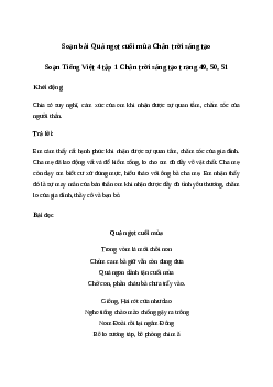 Soạn bài Đọc: Quả ngọt cuối mùa - Tiếng Việt 4 Chân trời sáng tạo