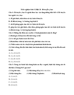 Trắc nghiệm Sinh học 12 bài 21: Di truyền y học