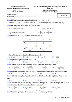 Đề thi thử THPT Quốc gia 2022 môn Toán trường THPT Nguyễn Đình Chiểu, Tiền Giang
