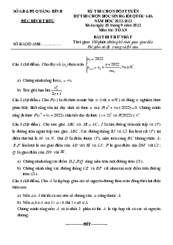 Đề chọn đội tuyển thi HSG QG môn Toán năm 2022 – 2023 sở GD&ĐT Quảng Bình